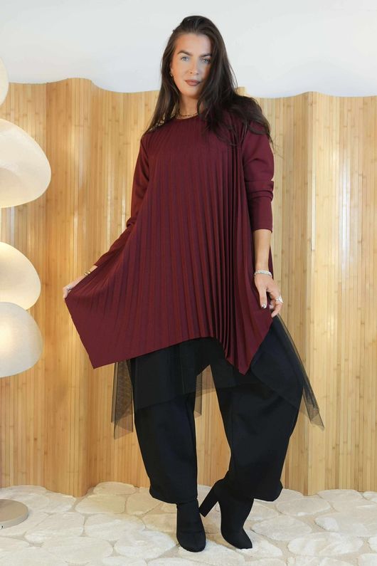 Gotham Pleat Tunic Burgundy /10=